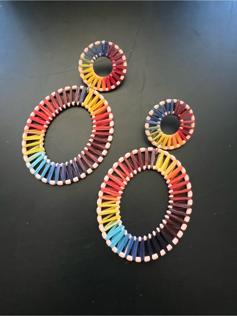 Handwoven Multicolor Oval Drop Hoop Fashion Earrings - Women Jewelry